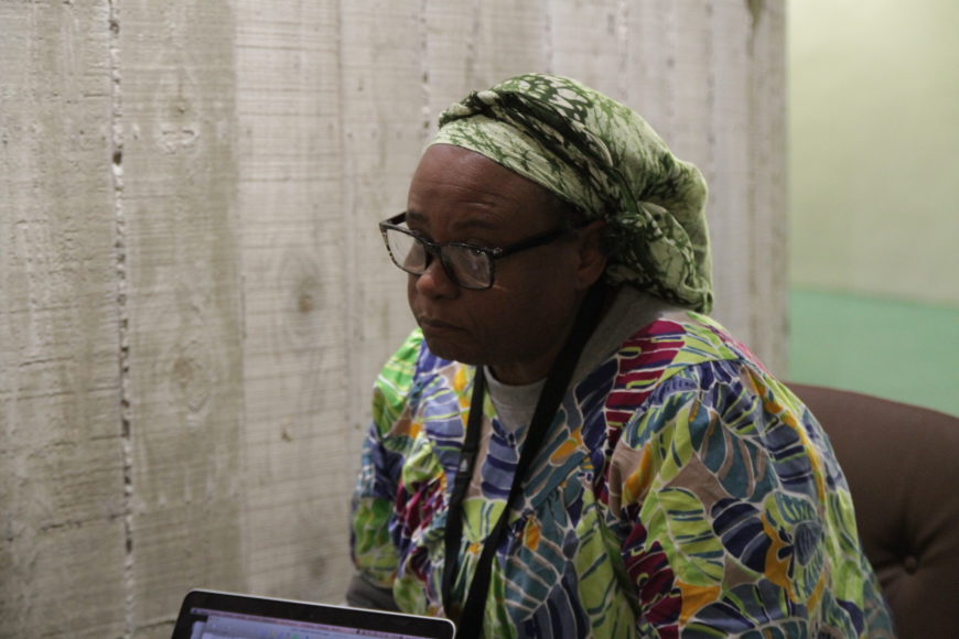 Miriam Miranda, durante la entrevista. / Foto: Adam Saphiro, de Front Line Defenders. 